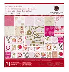 Martha Stewart Crafts Key And Heart Paper Pad, 21 Sheets, 12 by 12 inches