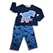 B.T. Kids - Toddler Boys Long Sleeve Fleece T-Rex Pajamas, Blue, Royal