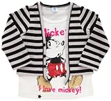 DISNEY・BABY ミッキー 幼児 重ね着風Tシャツ グレー 綿 70404-90サイズ