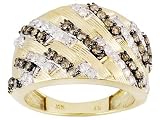 10KT 1.00CTW CHOCOLATE DIAMOND AND WHITE DIAMOND TEXTURED AND WEAVED DESIGN RING