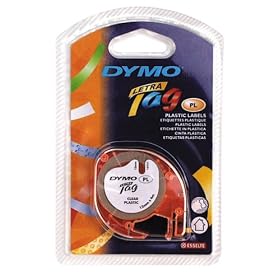 DYMO Labeling Tape, LetraTag Labelers, Plastic, 1 2x13', Black on Clear by