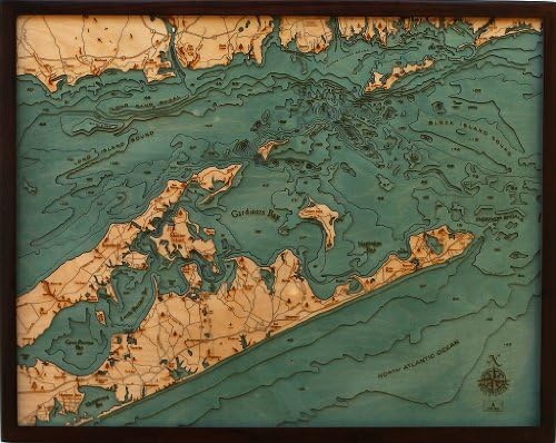 Long Island Sound / Hamptons 3-D Nautical Wood Chart 24.5 X 31