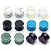PiercingJ 12pcs Natural Gem Stone Double Flared Saddle Plug Gauge Ear Stretcher Piercing Jewelry Gauge kit 2g 0g 00g 12mm 14mm