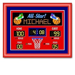Game On Large Basketball Red Personalized Print