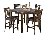 Hillsdale Patterson Square Counter Height 5-Piece Dining Set, Dark Oak, Set ....