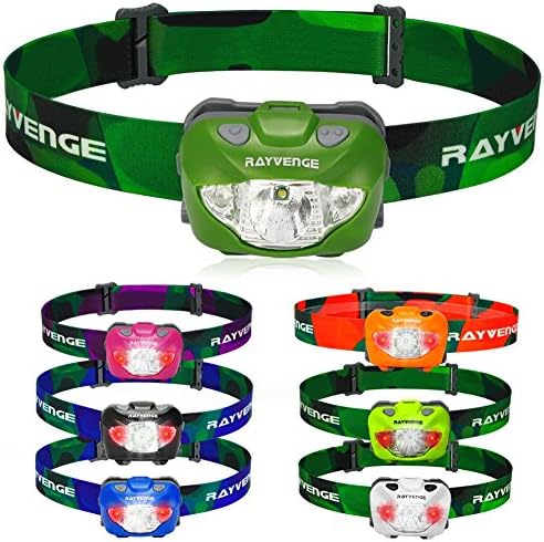 RAYVENGE T3A LED Headlamp with Red Light - Lightweight headlamp Flashlight for Running, Hiking, Camping - Best Headlamps with 3 AAA Batteries, 168-Lumen, Waterproof, Long Battery Life