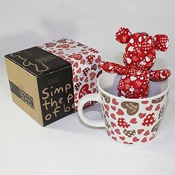 SYNC - [Heart Red] Stuffed Bear Mug (3.3 inch height)