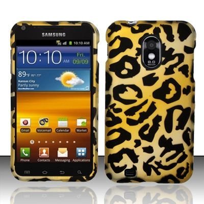 Rubberized Yellow Gold Black Cheetah Leopard Snap on Design Case Hard Case Skin Cover Faceplate for Samsung Epic Touch 4G D710 Galaxy S2 (Sprint)