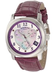 Stuhrling Original Womens 246.1115Q78 Vogue Audrey Fiorenza Swiss Quartz Chronograph Swarovski Crystal Mother-Of-Pearl Purple Watch