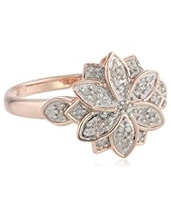 Rose Gold Plated Sterling Silver Flower Diamond Ring (1/6 Cttw, I-J Color, I2-I3 Clarity)