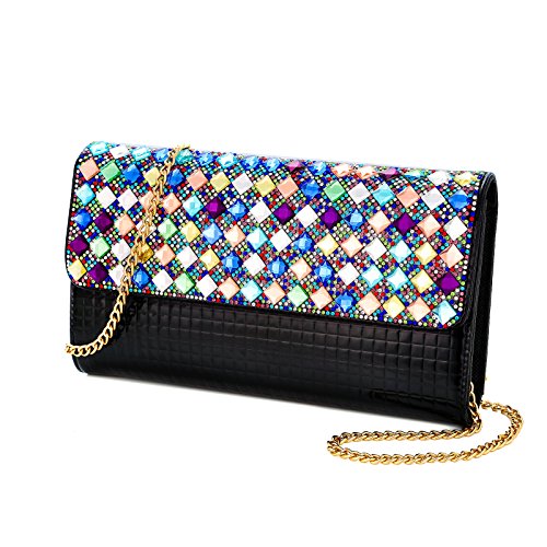 Clutch Bag-Shiningwaner Evening Bag-Envelope Bag With Rhinestones-Shoulder Ch...