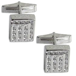 Studs for Men Sterling Silver Zircon Gemstone Cufflink Pair (cflng243)