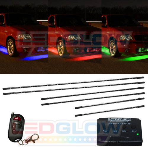 6pc 7 Color Slimline Truck Underbody Underglow Kit On Sale