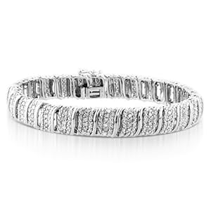 1.00ct TDW Diamond S-Link Bracelet in Sterling Silver - 7.25"