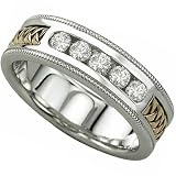 0.33 Ct.T.W. Round Brilliant Cut Diamonds, Two Tone 14K Gold. Roman Inspired Two Tone Men's Diamond Ring