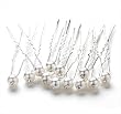 Bridal Hair Pin, Large Pearl with Crystal (Set of 12) 270
