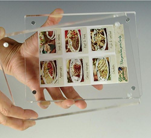 FixtureDisplays® 4 x 6" or 6 x 4" Magnetic Picture Frame for Tabletop, Double Sided Box - Clear Acrylic 19184