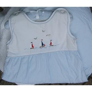Gordonsbury Sailing Away Hand Embroidered Bodice on Lt. Blue Snuggle Sack