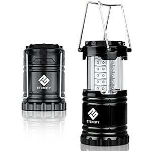 Etekcity Ultra Bright Portable LED Camping Lantern Flashlights (Black, Collapsible)