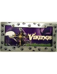 Single Detail Page Misc: 2, Quartz Clocks, on a MINNESOTA VIKINGS Metal Sign, by Black Paw Prints Metal Holder, 16A4.0&29B3.0 - Astrodeals