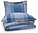 Amazon Brand – Pinzon Lightweight Cotton Flannel Duvet Set - King, Blue Plaid