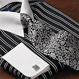 Raised Satin Stripe White Collar Dress Shirt