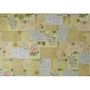 Rossi Italian Ephemera Letters Roses Decoupage Gift Wrap 20 by 28 inches