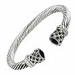 Silvertone Black Rhinestone Wire Cuff Bangle Bracelet Fashion Jewelry
