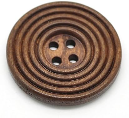 Pack of 30pcs Coffee Screw Thread Shaped Painted 4 Hole Wooden Buttons 30mm