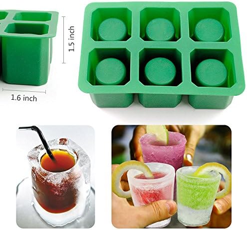 6-Cups Silicone Shooters Ice Cube Glass Shot Freeze Mold Maker Mould Tray Party