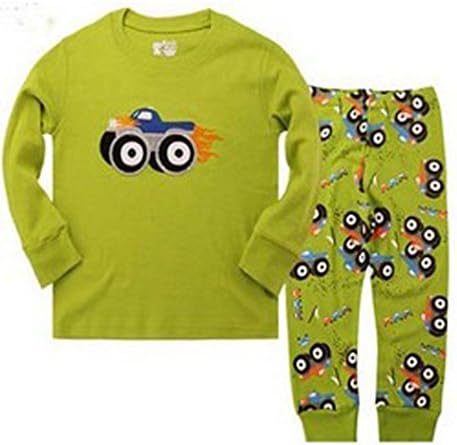 Babydear "blue tractor" Little Boys 2 Piece Pajama 100% Cotton(size:2 Years-7 Years) (4T, green)