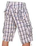 Gov denim – Bermuda bleu Ã carreau multipoches homme – Couleur : Bleu Taille : Fr 36 US 28