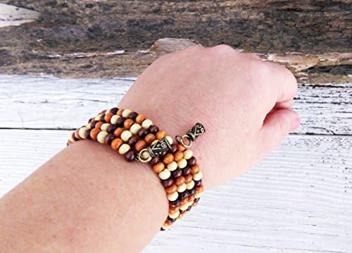 4 Turn Wooden Wrap Bracelet Bohemian Bracelet Wooden Cuff Bracelet Hippie Bracelet Yoga Bracelet