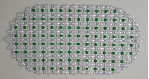 Fresh Polka Dot Non Slip Bathroom Rugs, PVC Mildew Resistant Bath Mat, Oval, 26x14 inches(67x36cm) (Green)