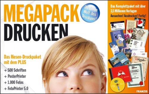 Megapack Drucken, 1 CD-ROM u. 1 DVD Das Riesen-Druckpaket mit dem PLUS: 500 Schriften, PosterPrinter, 1000 Fotos, FotoPrinter 5.0. Für Windows Vista/XP