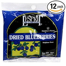 L'Esprit Dried Blueberries, 3-Ounce Bags (Pack of 12)