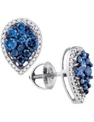 1.02CTW-DIA BLUE PEAR EARRINGS