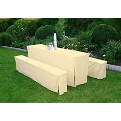 7058 Hussen-Set f�r Festzeltgarnitur mit 50 cm Tisch, gepolsterte Ausf�hrung, cremefarben