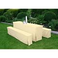 7058 Hussen-Set f�r Festzeltgarnitur mit 50 cm Tisch, gepolsterte Ausf�hrung, cremefarben