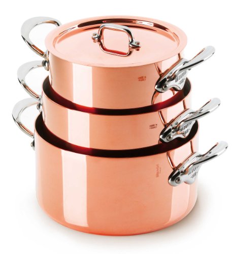 Mauviel M'heritage 150s 6131.17 10.9-Quart Stewpan with Lid and Cast Stainless Steel Handle