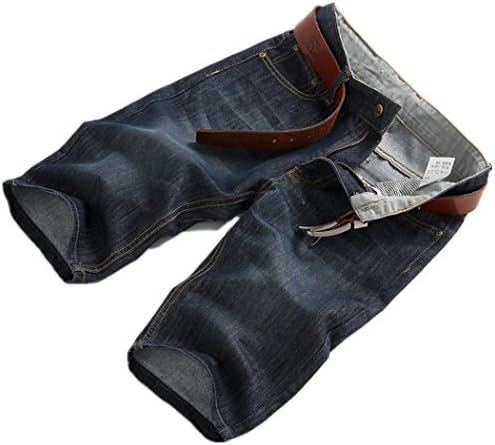 Bestor Fashion Men`s Dark Blue Loose Straight Denim Jeans Shorts 33 Blue