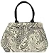 Cotton Black and White Paisley Market Bag with Cotton Cord Handle 21"x12"x6.5"