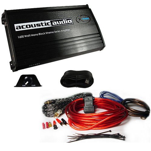 Acoustic Audio XS1601/AK10 1600 Watt Mono Car Amp w/10 Gauge Amp Kit