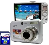 SVP Xthinn-737 Silver 7MP 3x Optical zoom 3-inch LCD Digital Camera + FREE 8GB High Speed SD Memory Card