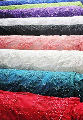 White, Fashion Hand Made Heavy Beaded Embroidery Lace Fabric, Fashion Bridal Lace