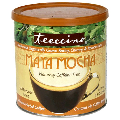 Teeccino Organic Maya Mocha Caffeine-Free Herbal Coffee, All-Purpose Grind, , 8.5-Ounce Cans (Pack of 6)