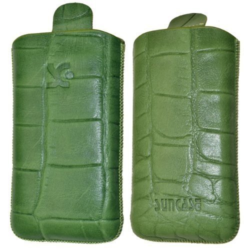 Suncase Ledertasche f&uuml;r Samsung SGH F480 F480i croco-gr&uuml;n Preisvergleich