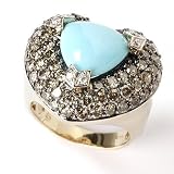 14K Gold Turquoise & Diamond Heart Ring