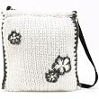 Winter 3 Flower Knit Handbag Shoulder Body Bag White with Gray