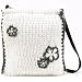 Winter 3 Flower Knit Handbag Shoulder Body Bag White with Gray